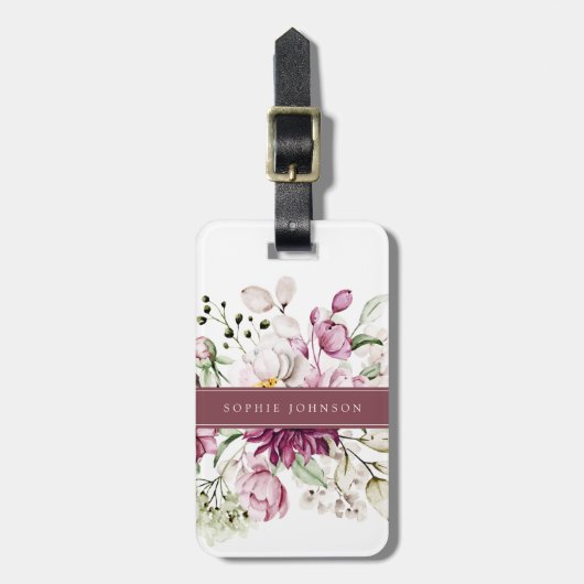Aquarell-Blumen-Gepäckanhänger Gepäckanhänger (Vorderseite vertikal)