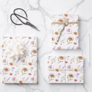 Aquarell-Blumen-Geschenkpapierbögen Geschenkpapier Set