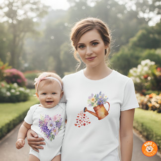 Aquarell Blumen Gießkanne passend zu Mommy LS T-Shirt