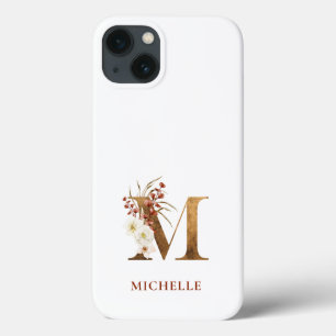 Aquarell-Blumen-&-Gold-Buchstabe-M-Monogramm Case-Mate iPhone Hülle
