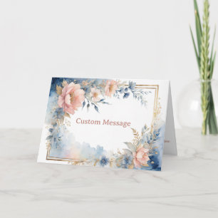 Aquarell-Blumen-Goldrahmen Personalisiert Elegant Karte