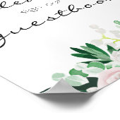 Aquarell-Blumen-Grün-Gästebuch-Hochzeit Poster (Ecke)