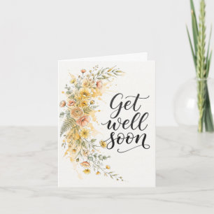 Aquarell-Blumen-Grußkarte zur baldigen Genesung Karte