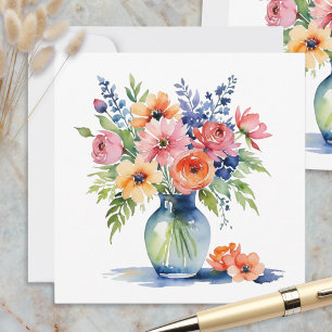 Aquarell-Blumen- Grußkartenset für jeden Anlass Mitteilungskarte