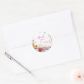 Aquarell-Blumen Handschrift-Skript Danke Runder Aufkleber (Umschlag)