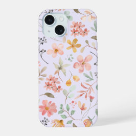 Aquarell-Blumen-Handyhülle Lavendel iPhone 15 Hülle