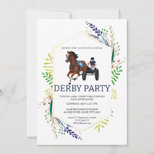 Aquarell-Blumen-Harness-Rennen-Derby-Party-Einladu Einladung