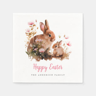 Aquarell-Blumen-Hase Ostern Serviette
