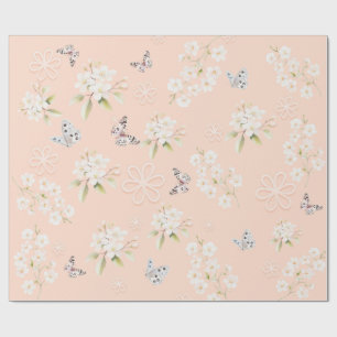 Aquarell-Blumen-Hase und Schmetterling-Geschenkver Geschenkpapier