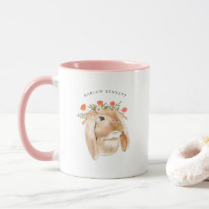 Aquarell-Blumen-Hasen-Kaninchen   Name Monogramm Tasse