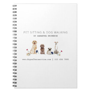 Aquarell-Blumen-Haustiersitting-Hunde-Spaziergang- Notizblock