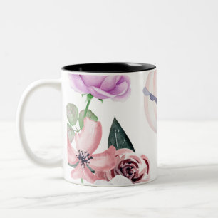 Aquarell Blumen Heißluftballon Reisezug Zweifarbige Tasse