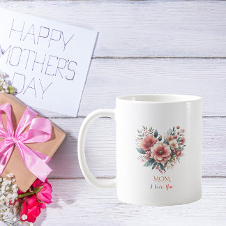 Aquarell-Blumen-Herz-Muttertags-Kaffeetasse Kaffeetasse