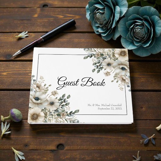 Aquarell-Blumen-Hochzeit Gästebuch