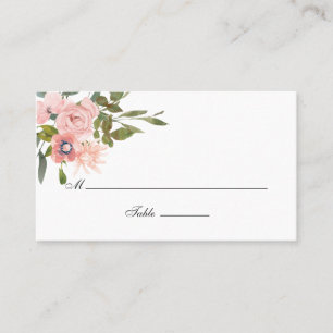 Aquarell Blumen Hochzeit in Rosé Platzkarte