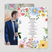 Aquarell-Blumen-Hochzeit Menükarte (Vorne/Hinten)