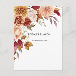 Aquarell-Blumen-Hochzeit Postkarte