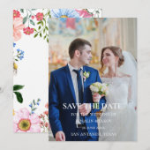 Aquarell-Blumen-Hochzeit Rustikal Save The Date (Vorne/Hinten)