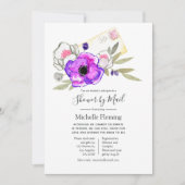 Aquarell-Blumen-Hochzeits- oder Babyparty per Post Einladung (Vorderseite)