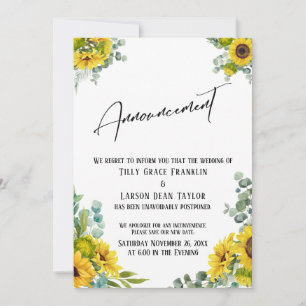 Aquarell-Blumen-Hochzeitsaufschub-Ankündigung Einladung