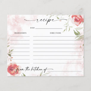 Aquarell-Blumen-Hochzeitsdusche-Rezeptkarte