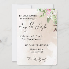 Aquarell-Blumen-Hochzeitseinladung Einladung