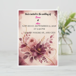 Aquarell-Blumen-Hochzeitseinladung Einladung