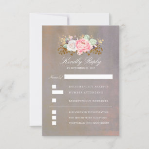 Aquarell-Blumen Hochzeitseinladung RSVP Karte