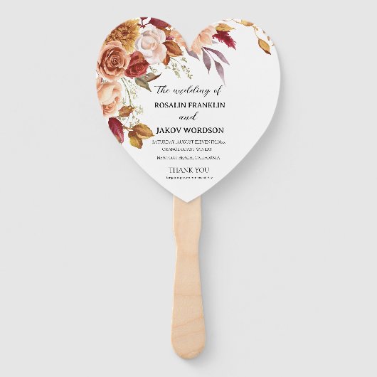Aquarell-Blumen-Hochzeitsprogramm-Handfächer Fächer (Vorderseite)