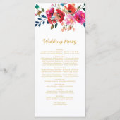 Aquarell-Blumen-Hochzeitsprogramm in Weißgold Programm (Rückseite)