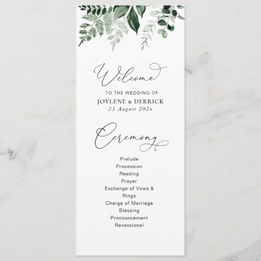 Aquarell Blumen Hochzeitsprogramm Programm (Vorderseite)