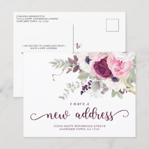 Aquarell Blumen Ich habe eine neue Adresse Umzug A Ankündigungspostkarte