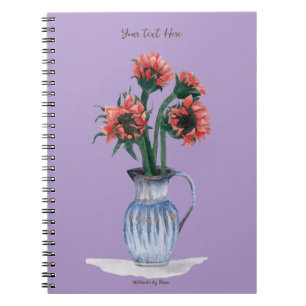 Aquarell-Blumen in einer Vase Notizblock
