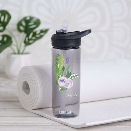 Aquarell-Blumen in Lila Trinkflasche (Yoga (gedreht))