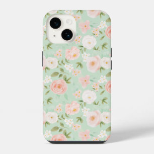 Aquarell-Blumen in Rosa und Pfirsich iPhone 14 Hülle
