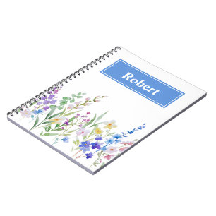 Aquarell Blumen individuelles Namens Notizbuch Des Notizblock
