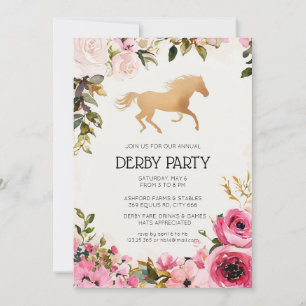 Aquarell Blumen Kentucky Derby Einladung Gold H