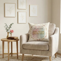 Aquarell-Blumen-Kissen-Design mit Mama-Zitat