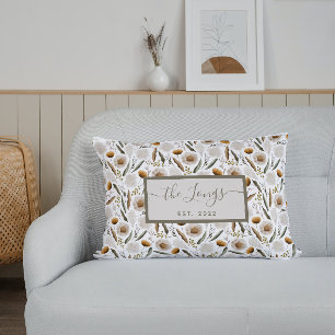Aquarell-Blumen-Kissen mit personalisierter Wurfde Lendenkissen