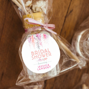 Aquarell-Blumen-Korallen-Hochzeitsdusche-Geschenke Runder Aufkleber