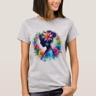 Aquarell Blumen Krankenschwester Silhouette - Küns T-Shirt