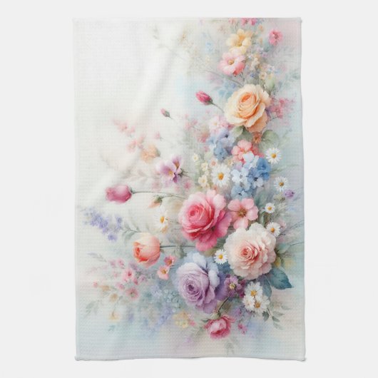 Aquarell-Blumen-Kunstmalerei-Vorlage Geschirrtuch (Vertikal)