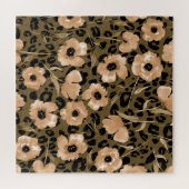 Aquarell-Blumen-Leopard: Endloses Muster Puzzle (Horizontal)