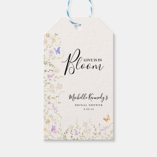 Aquarell Blumen Liebe in Blüte Brautparty Geschenkanhänger (Vorderseite)