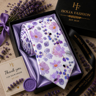 Aquarell-Blumen-Lila-Lavendel-Krawatte Krawatte