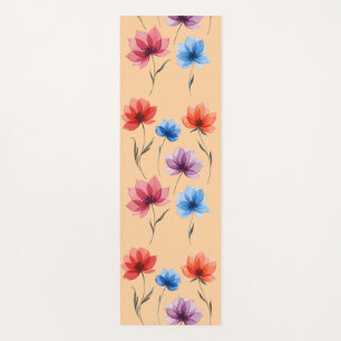 Aquarell-Blumen-Lotus – Rutschfester Öko-Yoga-Matt Yogamatte