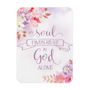 Aquarell-Blumen, meine Seele findet Ruhe - Ps 62:1 Magnet