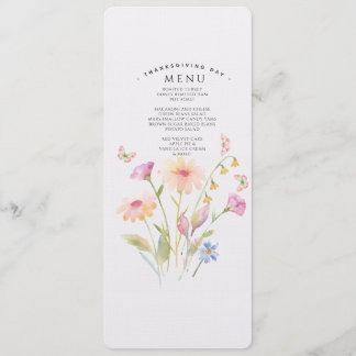 Aquarell-Blumen-Menükarte zum Bearbeiten Menükarte