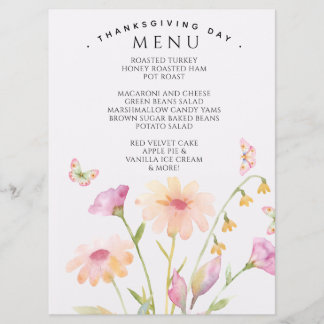 Aquarell-Blumen-Menükarte zum Bearbeiten Menükarte