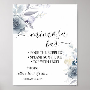 Aquarell-Blumen-Mimosa-Bar-Brautjungfernparty-Schi Poster